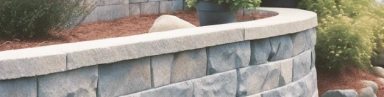 Fat Face retaining walls with a textured, rugged appearance, providing sturdy support for a terraced garden