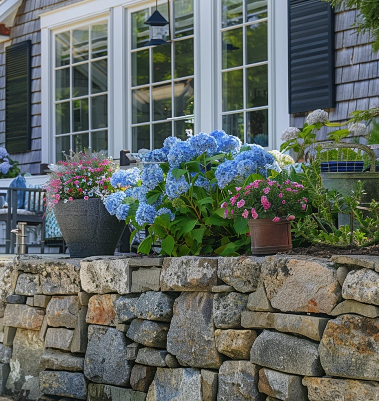 Weathered North Mountain Granite Wallstone in varying sizes and textures, ideal for building natural-looking retaining walls and garden walls