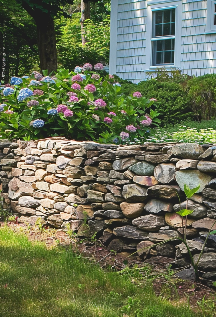 Pennsylvania fieldstone wallstone, a natural stone with variations in color and texture, perfect for building unique and long-lasting retaining walls, garden borders, and other outdoor structures.