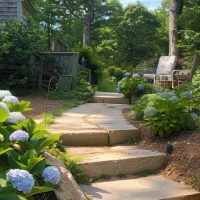 Sierra Tan Steps in a Cape Cod yard